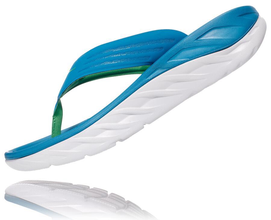 Hoka One One Sandals Mens Blue/White - ORA Recovery Flip - 80571LFRX